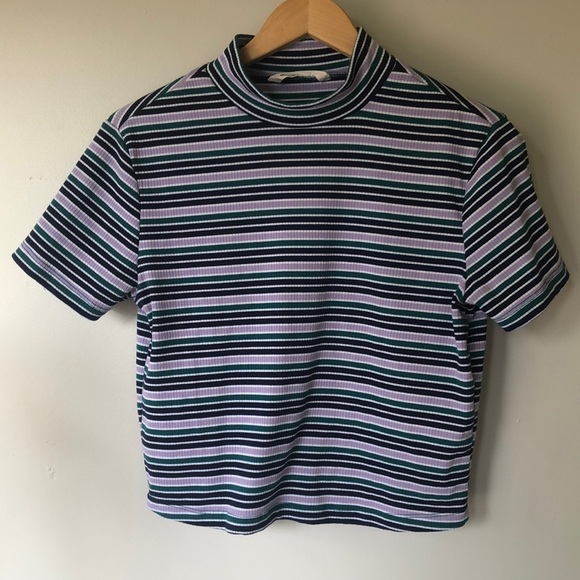 Bluenotes Tops - Striped mock neck baby tee